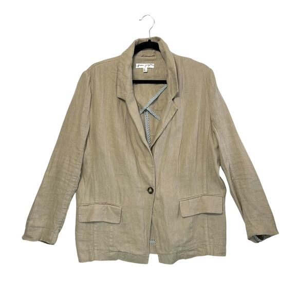 Free People Can't Get Enough Linen Blazer Women's Sz XS Beige Oversized Career - Picture 1 of 7